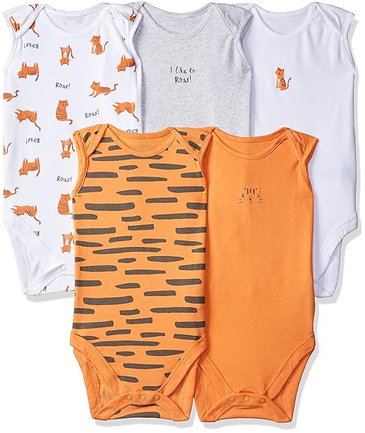 Baby Boys Regular Fit Cotton Bodysuit (Pack of 5)