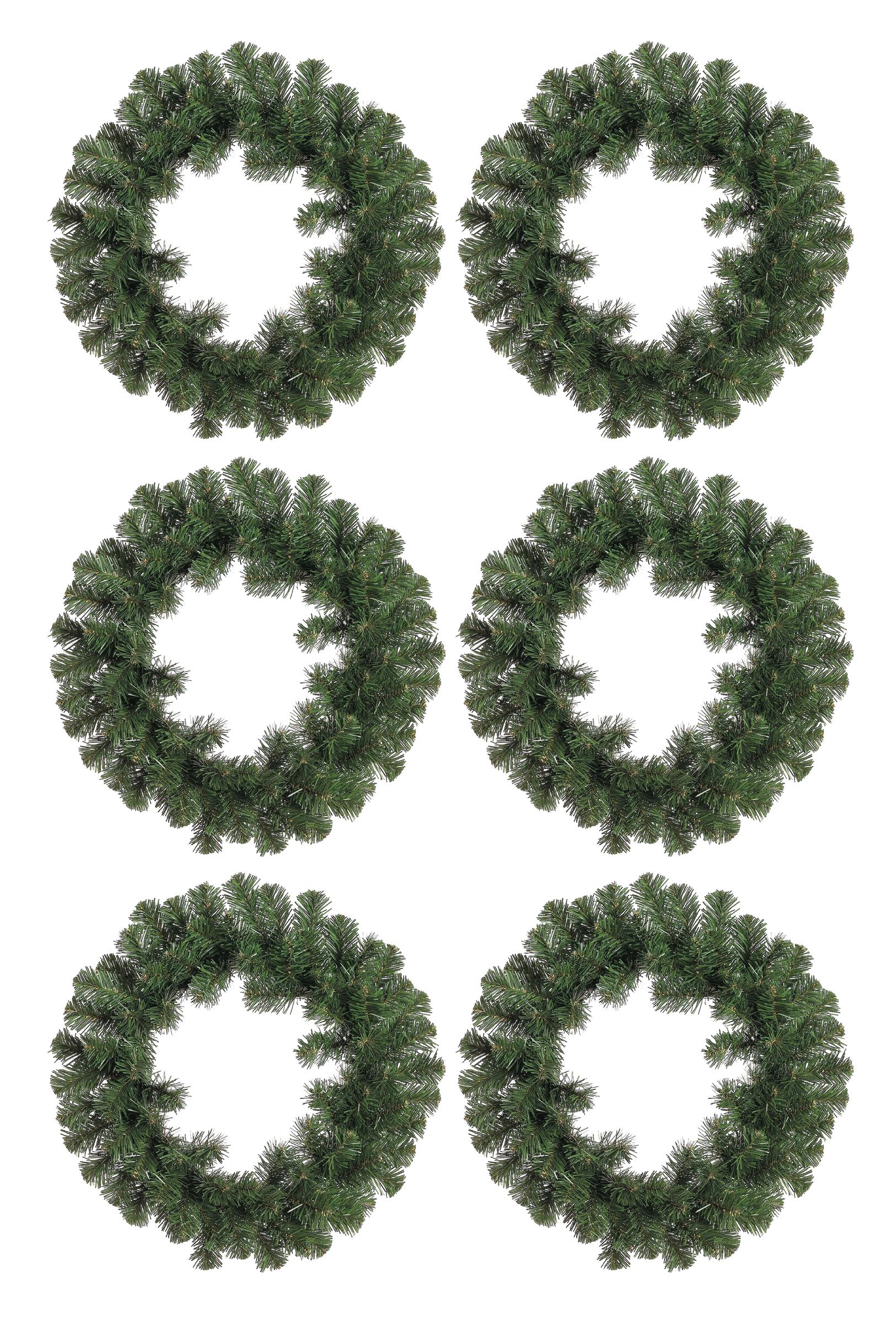 View 1 of 16 Inch Artificial Windsor Pine Wreaths Set of 6 - Christmas Wreath Set for Windows, Doors and Decor