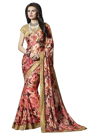chiffon party wear saree on amazon