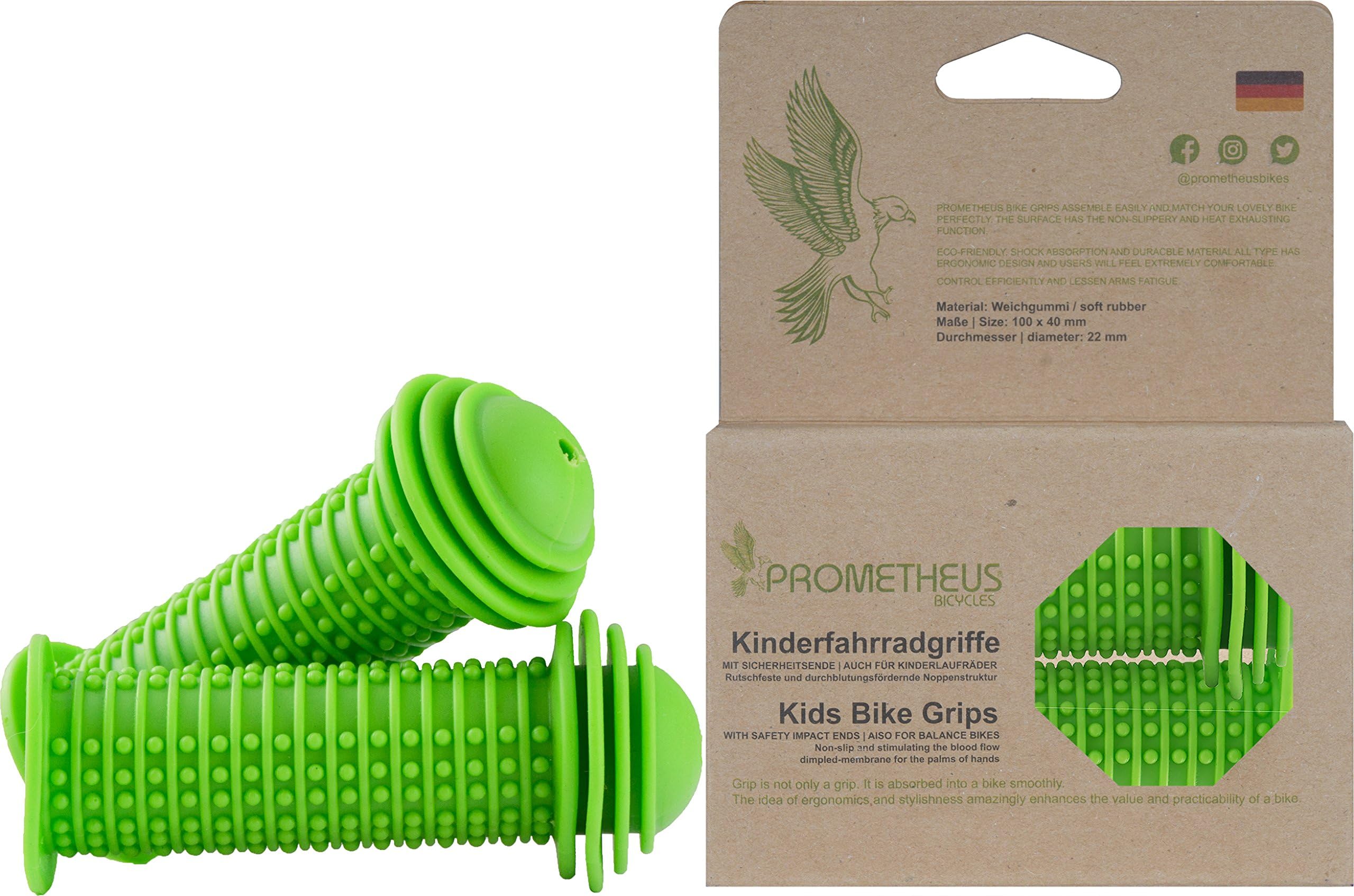 Prometheus Children’s Bike Grips with safety – Impact Protection for Balance Bikes Scooters - 22 mm Handlebar Grips 2019 Edition