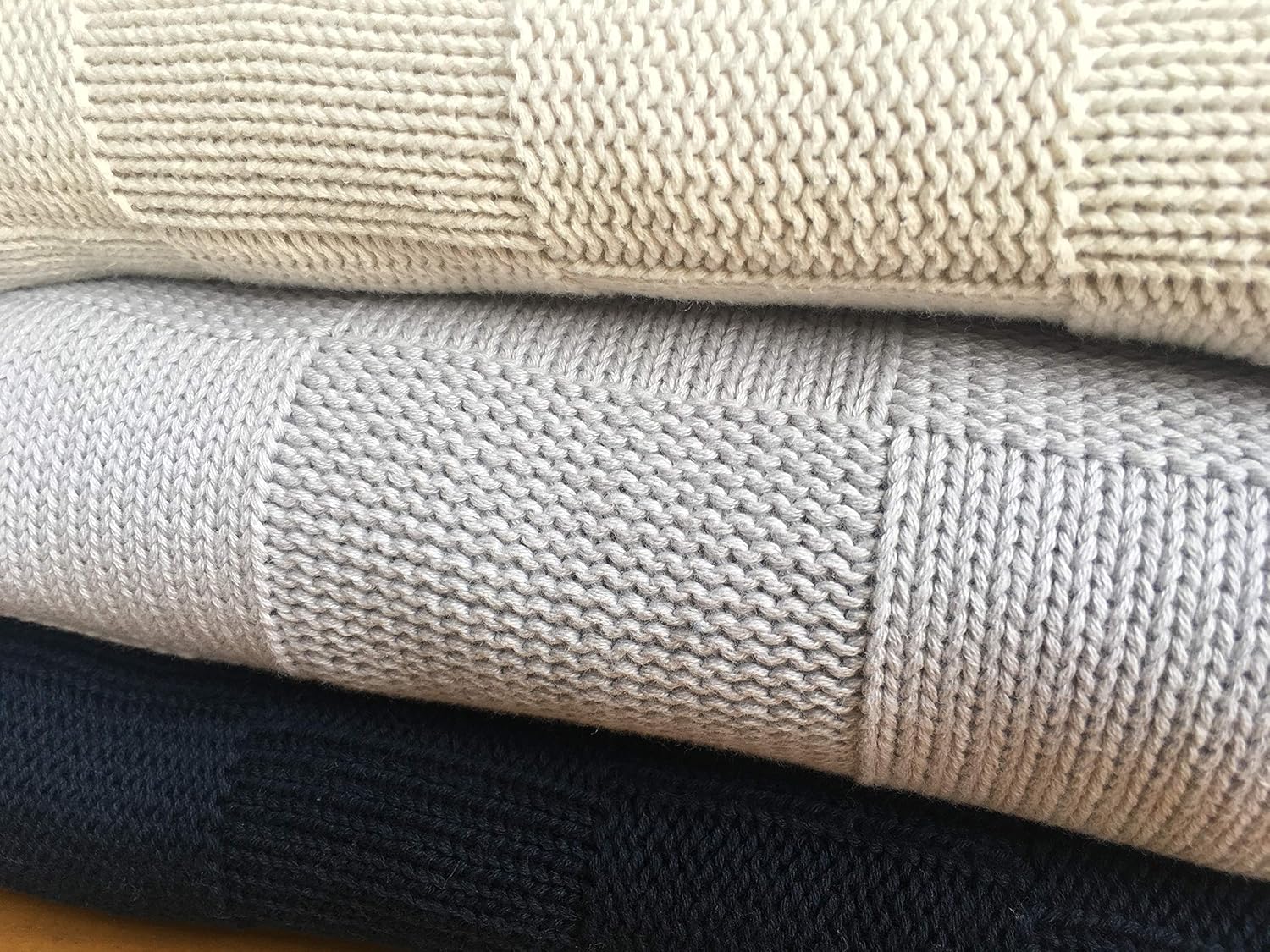 Pre-Washed 100% Cotton Knit Throw Blanket for Couch, Chair, Adult, Kid, Plant Dyed Yarn, Super Soft, Cozy, Warm Bed Blankets, Everyday Use, All Season, Oeko-Tex Certified (Light Grey, 50"X60"): Kitchen & Dining