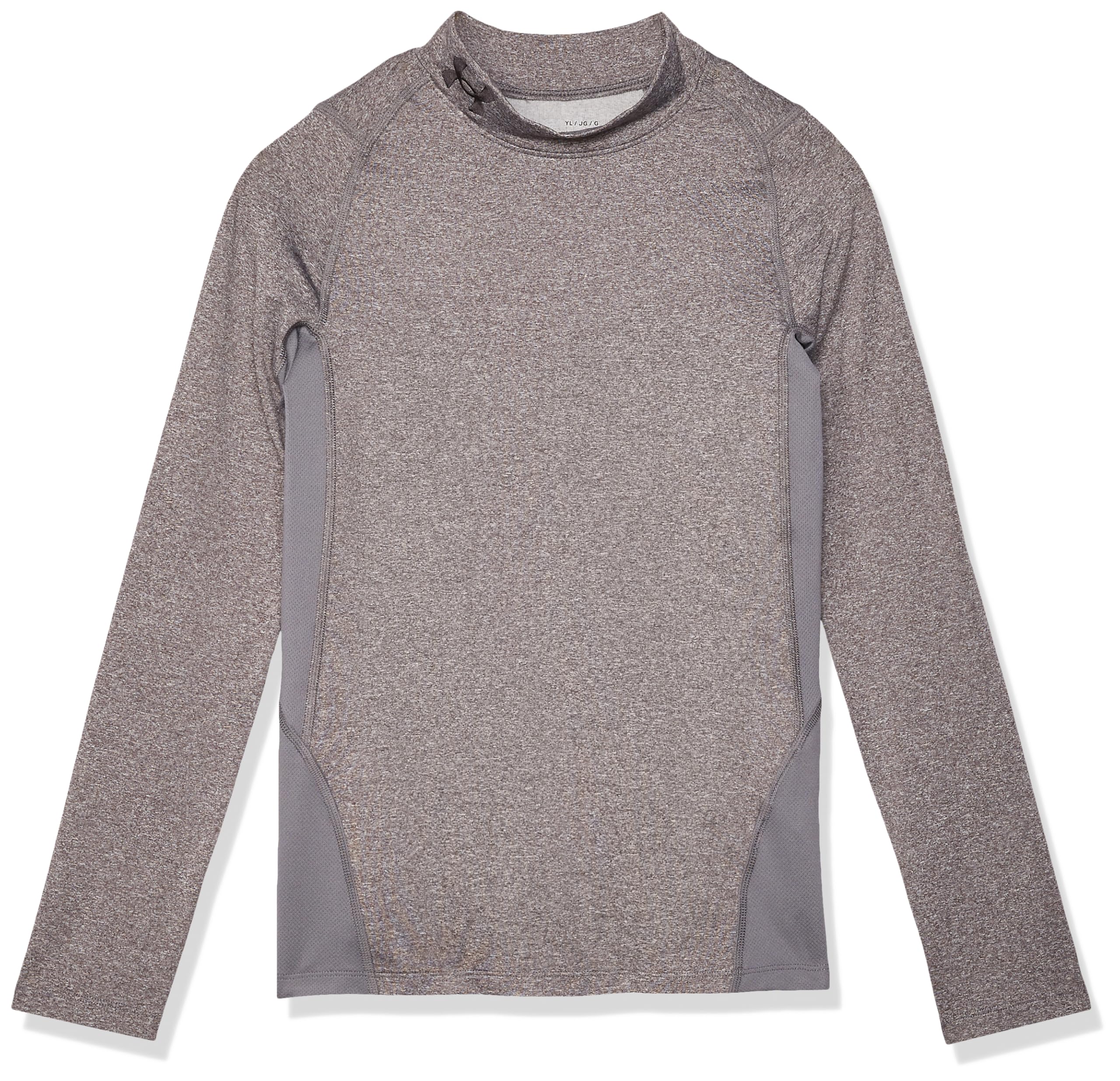 Under Armour Boys’ ColdGear Armour Mock Long Sleeve T-Shirt, Charcoal Light Heather (019)/Black, Youth X-Small