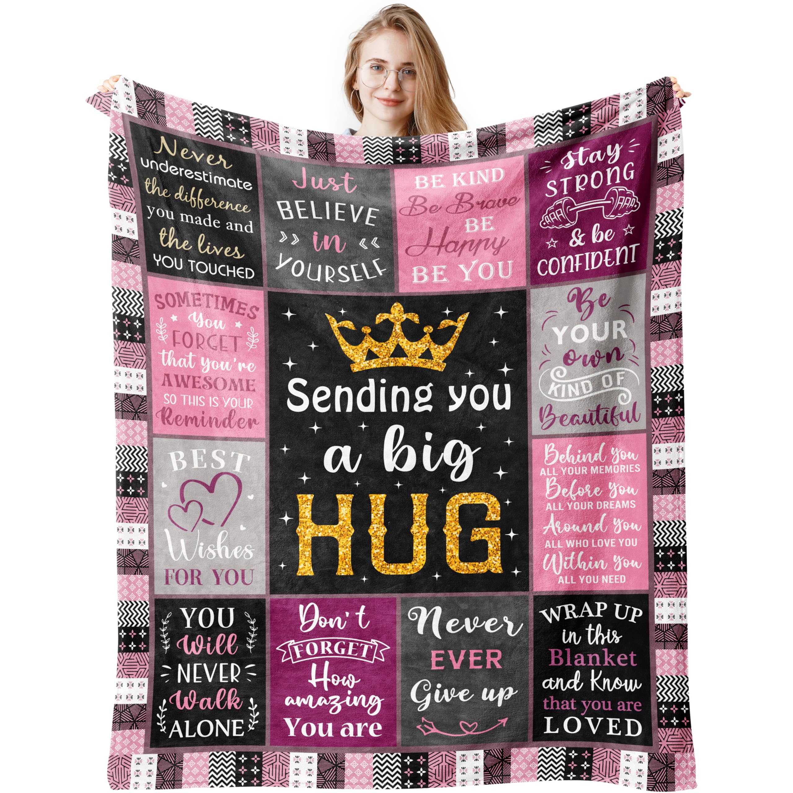 Jinmaple Get Well Gifts For Women, Inspirational Gifts, Sending Hugs Gifts For Women, Get Well Soon Gifts After Surgery, Encouragement Gifts For Women Men, Sympathy Gift Healing Blanket 150x130CM