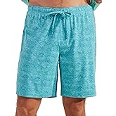 Caribbean Joe Mens Men's Lightweight Sleepwear Pajama Shorts, 100% Cotton Pjs with Calm Biscay Bay Print, Sleep Bottoms