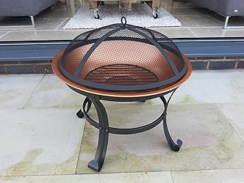 Garden Patio Fire Pit By Gladiator Large Round Copper Coloured
