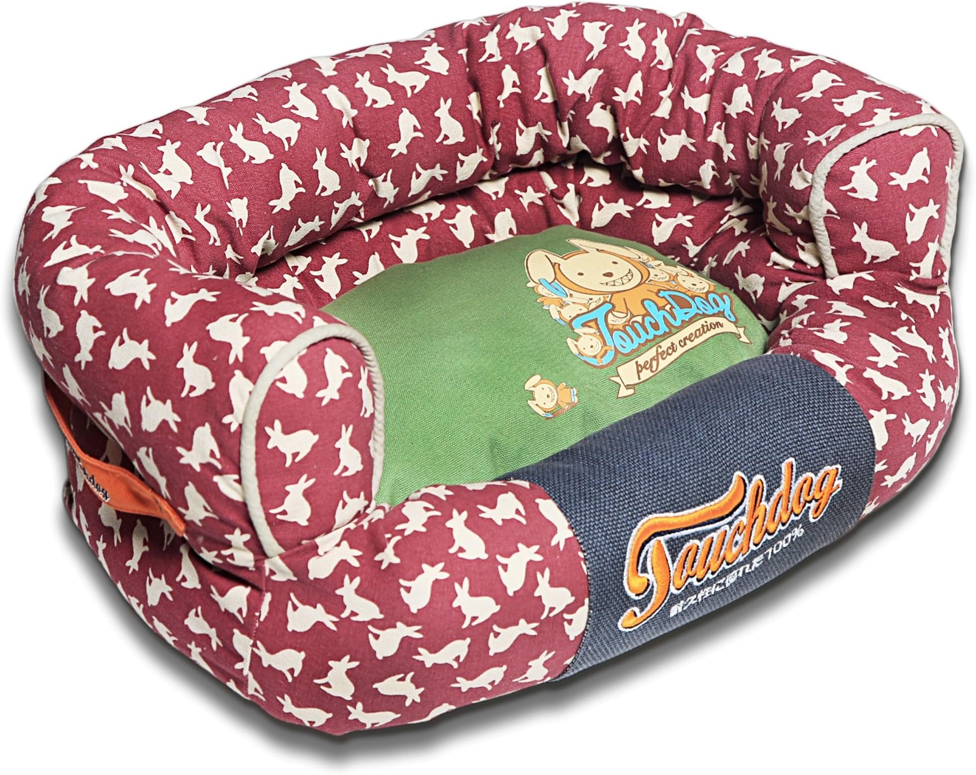 touchdog Lazy-Bones Rabbit-Spotted Premium Easy Wash Couch Dog Bed
