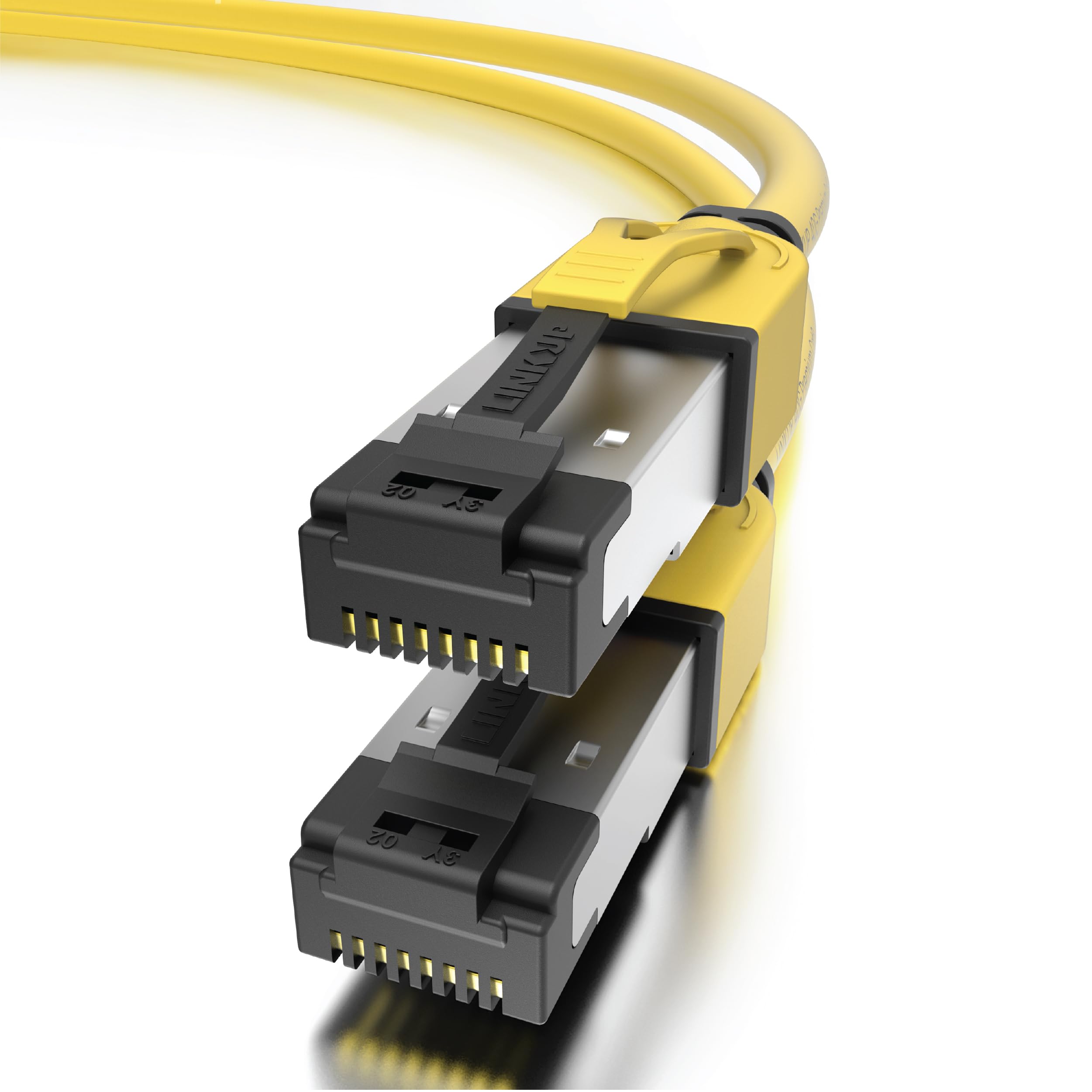 LINKUP – [40Gbps Certified Cat8 Ethernet Patch Cable Double Shielded┃2000MHz (2GHz) Cat8.1┃Future Proof LAN Wires Compatible with Cat7A, Cat7, Cat6A, 25G, 10G, 1G Network [Yellow] - 15ft (4.5M)