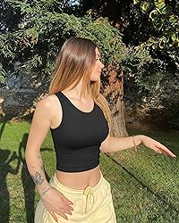 OQQ Women's 2 Piece Tank Tops Crew Neck Sleeveless