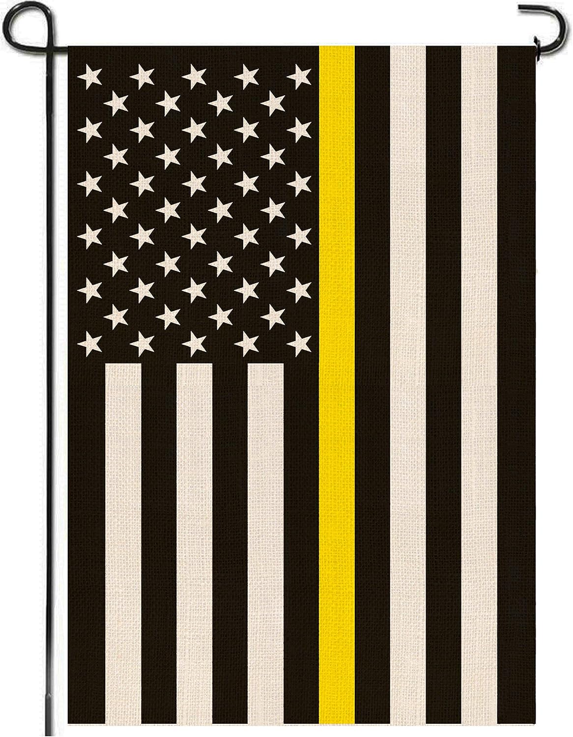 Mogarden USA Yellow Line Garden Flag, Double Sided, 12.5 x 18 Inches, Honoring Dispatchers, Thick Weatherproof Burlap American Dispatcher Yard Flag