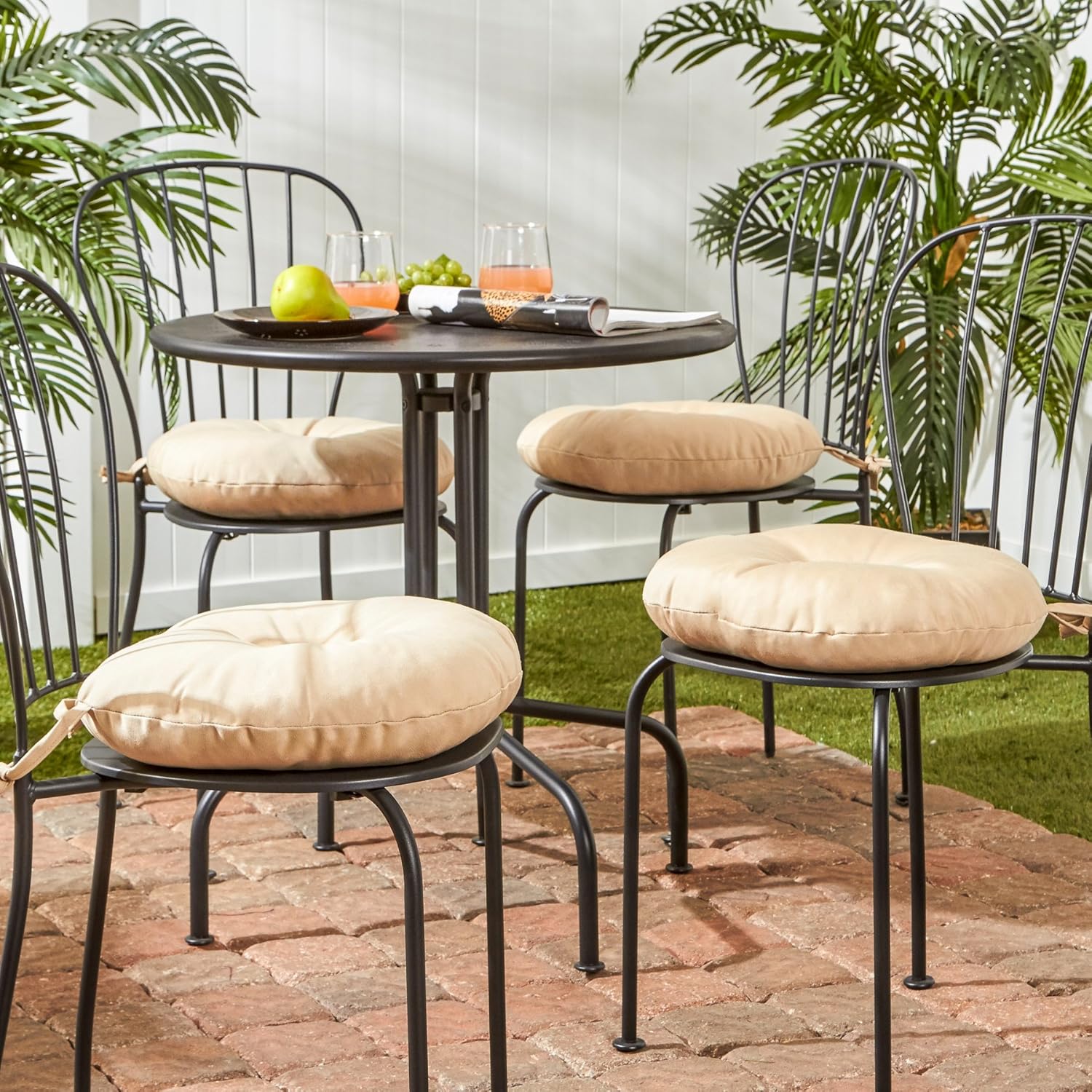 Greendale Home Fashions AZ6816S4-KIWI Lime Outdoor Bistro Seat Cushion (Set of 4) : Garden & Outdoor