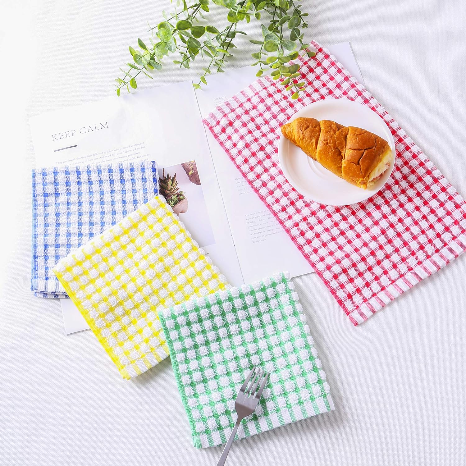 Kitchen Dishcloths 12pcs 11x12 Inches Bulk Cotton Kitchen Dish Cloths Scrubbing Wash Cloths Sets (Mix color): Home & Kitchen
