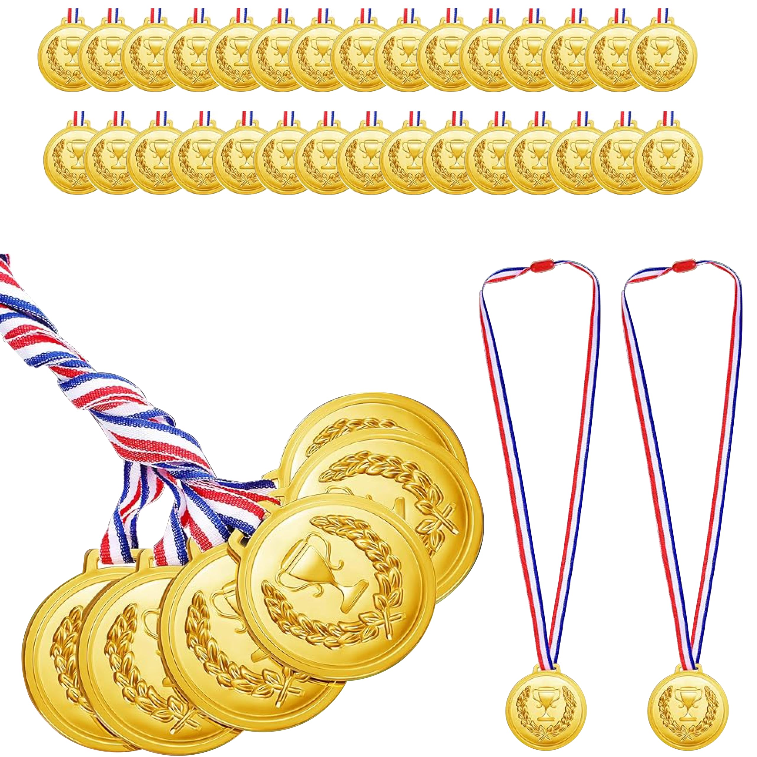 Photo 1 of Hicarer 30 Pieces 2.36 Inch Plastic Gold Medals for Awards Sports Soccer Football Medals for Awards Gymnastics Winner Competition Party Favors