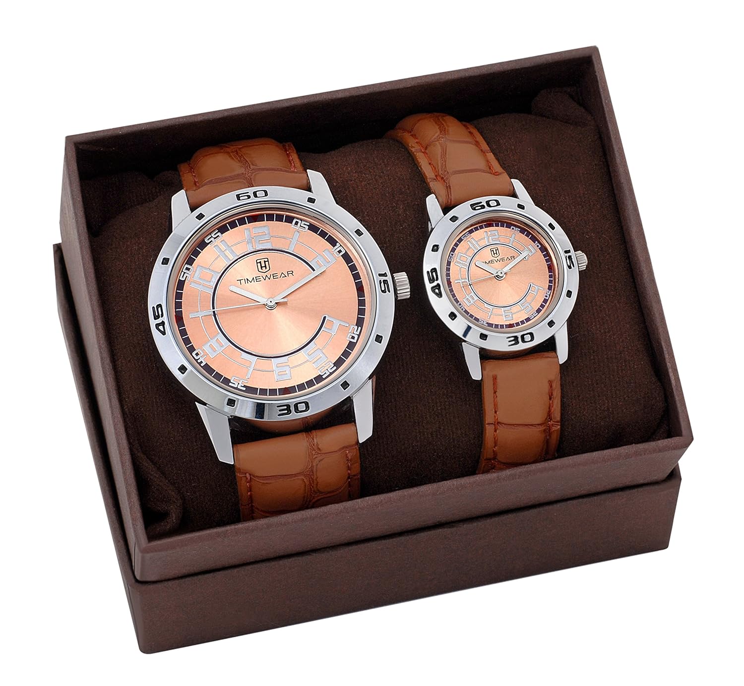 timewear analog brown dial unisex couple watch - 903bdtcouple