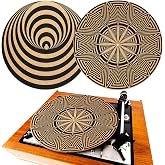 Briwooody 2 Pcs Cork Turntable Mat for Vinyl Records,Mix Pattern | 3mm Thick, Record Cork Mat, 11.8 Inches Vinyl LP Record Player, Psychedelic Geometric for Record Player Accessories
