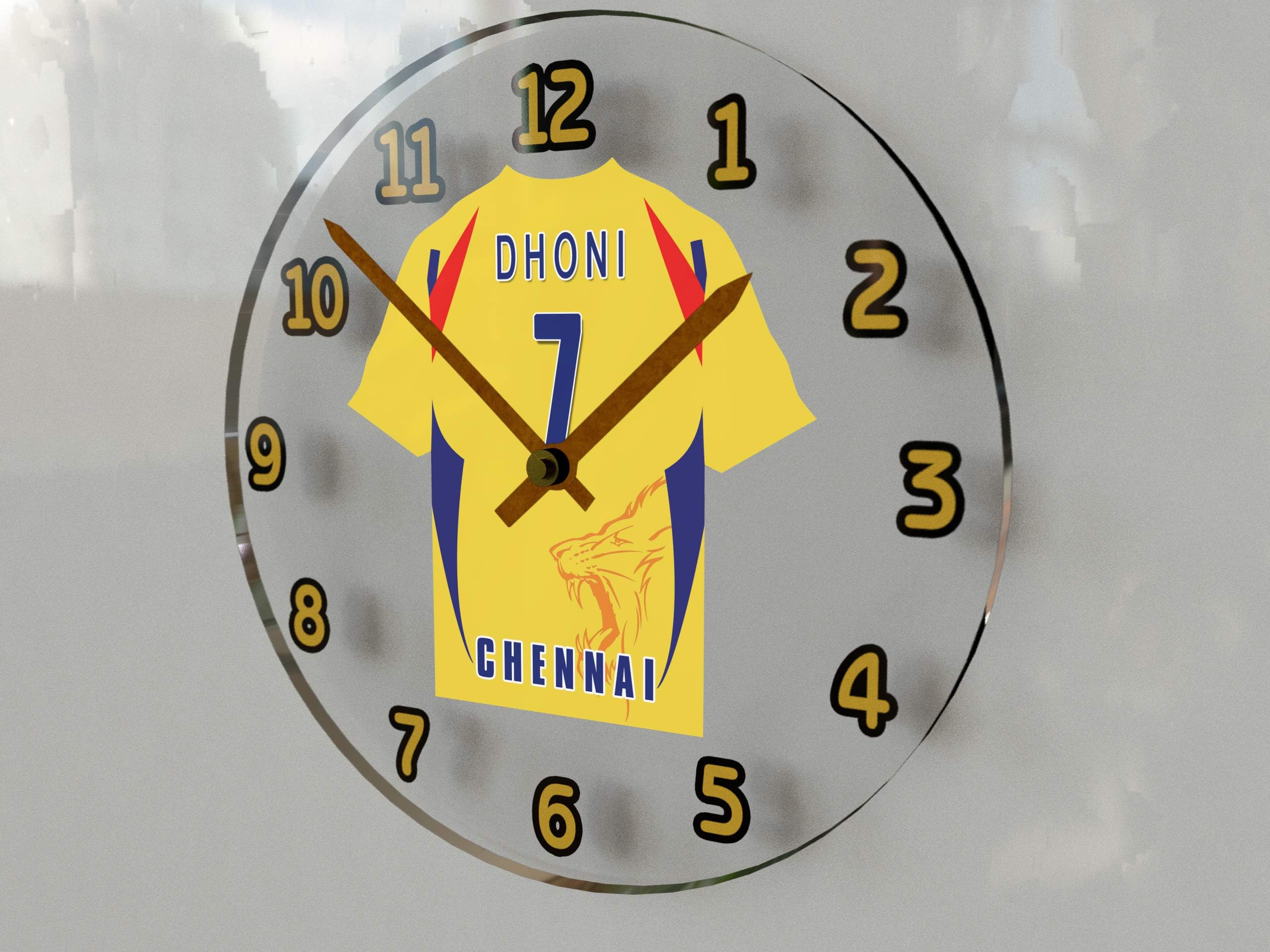 MyShirt123 IPL INDIA CRICKET - INDIAN PREMIER LEAGUE CRICKET JERSEY WALL CLOCKS - ANY NAME, ANY NUMBER, ANY TEAM - FREE PERSONALISATION !! (CHENNAI SUPER KINGS)