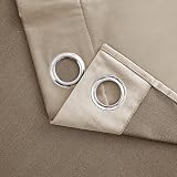 Woaboy Velvet Curtains 66x90 Taupe 2 Panels Room Darkening Eyelet view 3