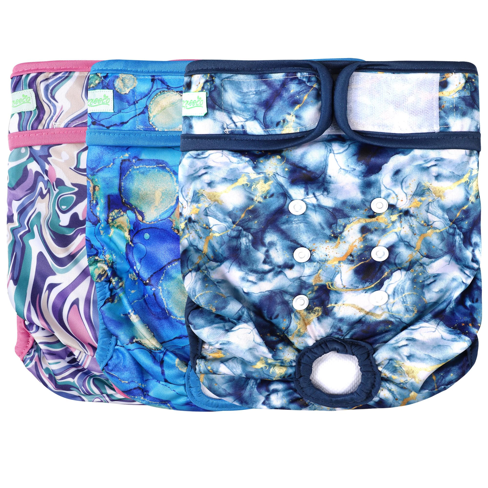 Photo 1 of wegreeco Washable Reusable Premium Dog Diapers,Pack of 3,Small Dog Puppy & Doggy Diapers Female,Dog Period Panties Diapers Female in Heat Watercolour L