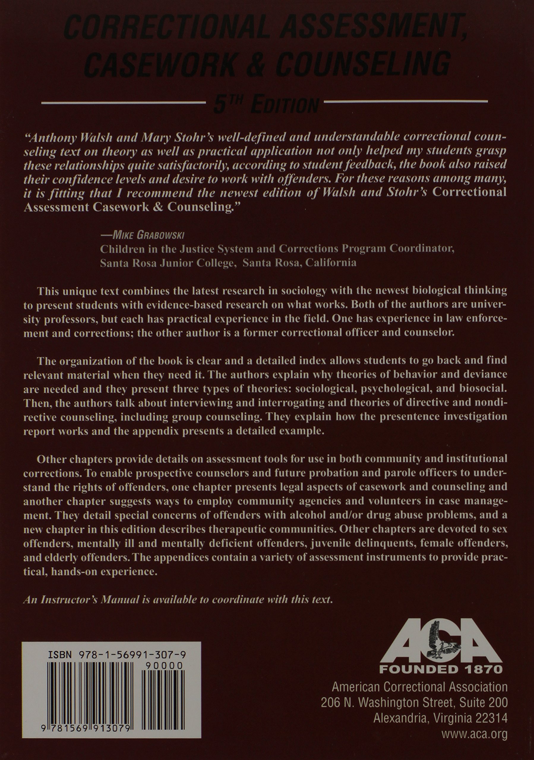 Correctional Assessment, Casework and Counseling: Anthony Walsh:  9781569913079: Amazon.com: Books