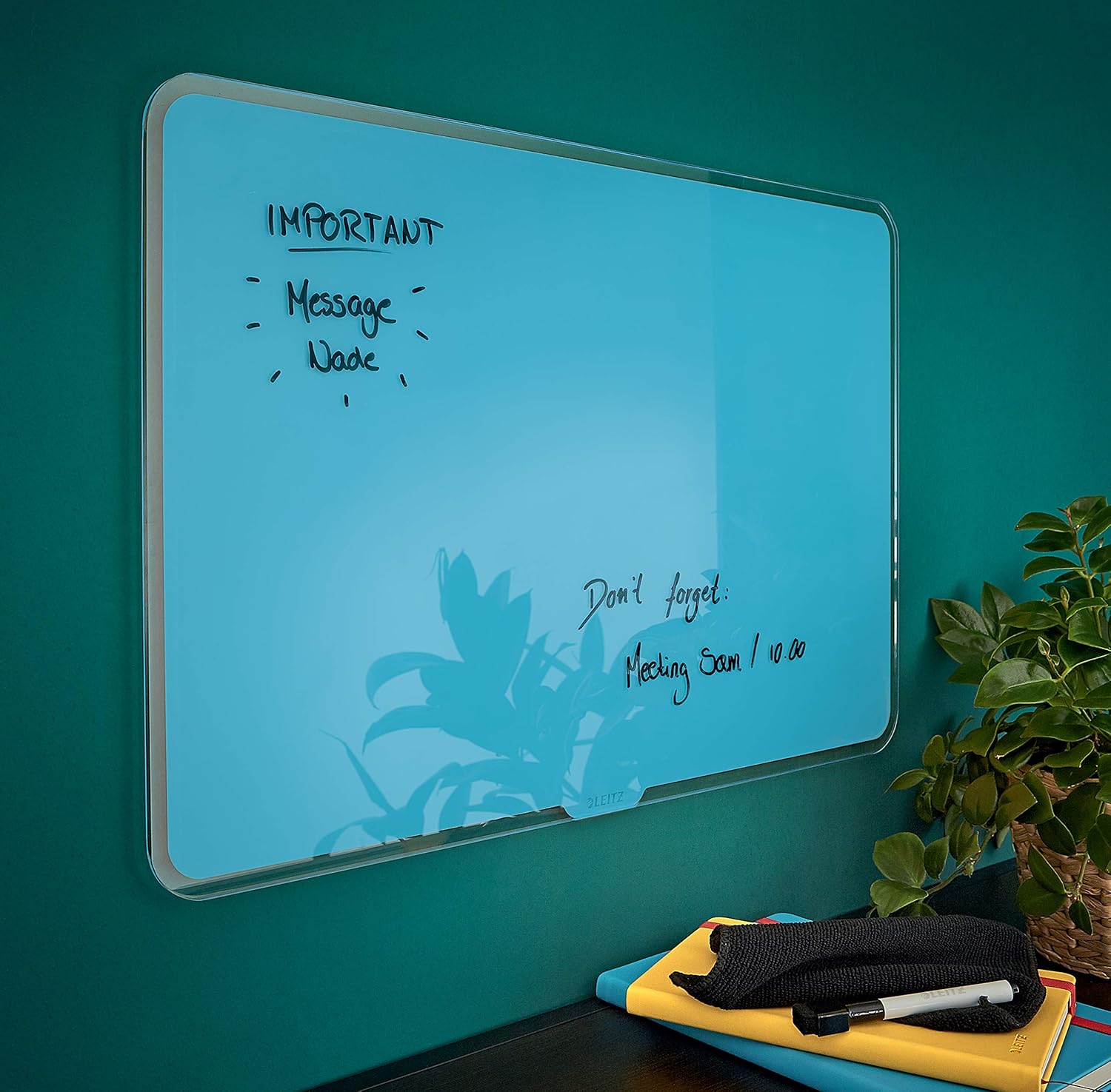 Leitz Magnetic Glass Whiteboard, 800 x 600, Cosy Range, Calm Blue, 70430061, 800 x 600 mm - Image 4