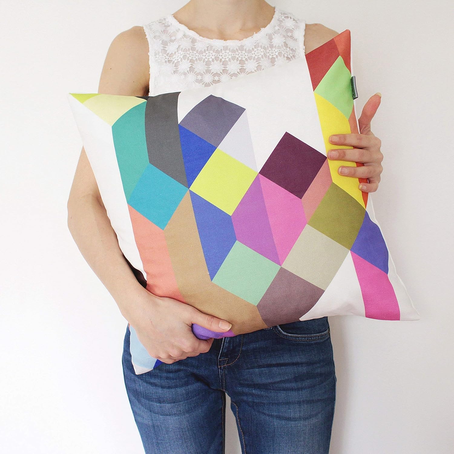 Amazon Com Nirwa Pastel Colorful Geometric Throw Pillow Cover