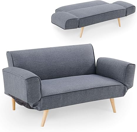Decoinparis Canapé Clic Clac Scandinave 3 Places En Tissu Maggie Gris