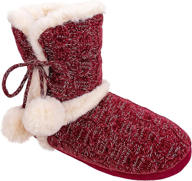 Chinese Laundry Womens Bootie Slipper, with Pom Poms