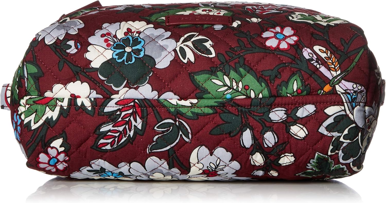 Vera Bradley Women's Signature Cotton Large Cosmetic Makeup Bag, Bordeaux Blooms, One Size: Clothing