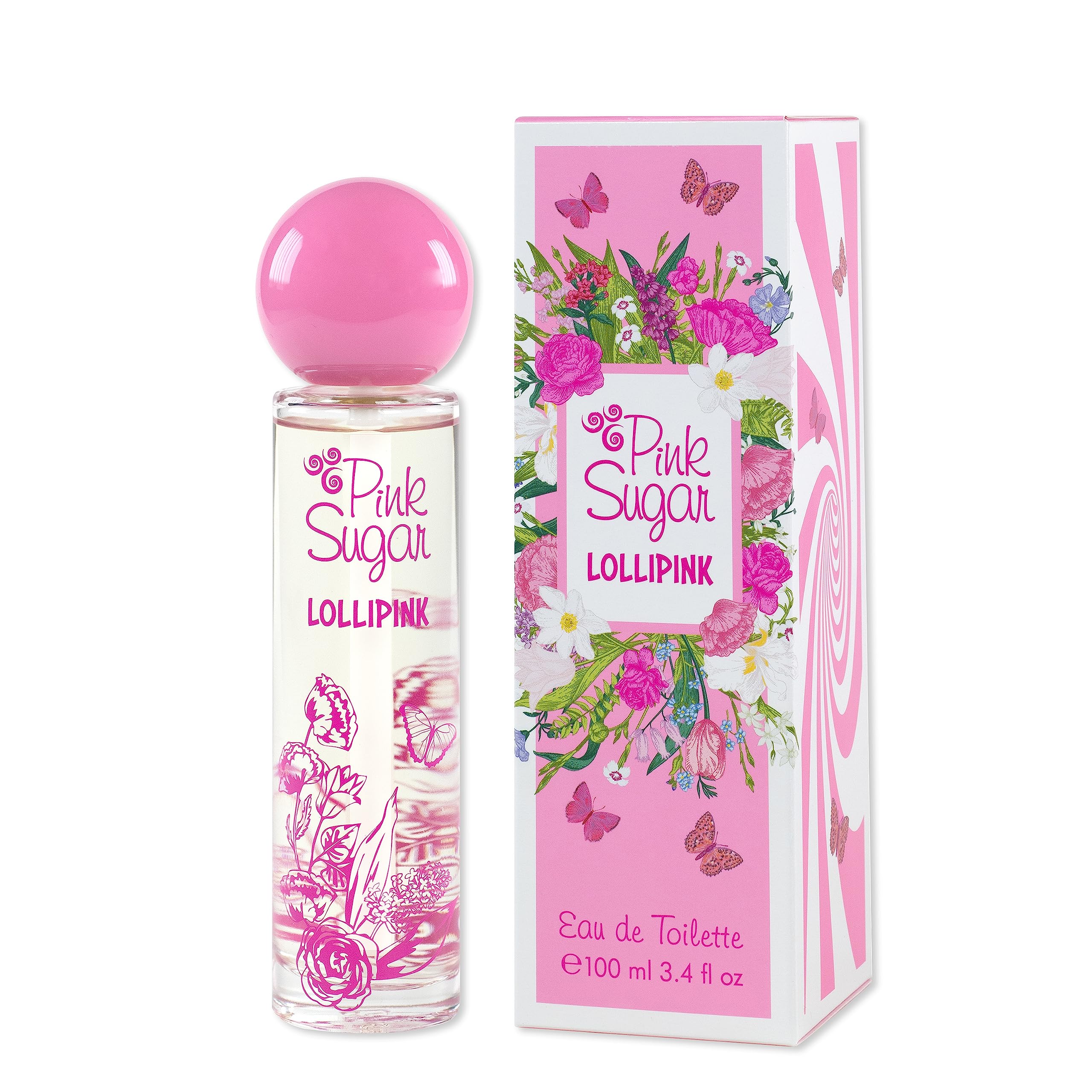 Pink Sugar Lollipink Eau De Toilette Perfume for Women, Fruity Floral Scent, Sweet Notes of Apple, Rose, and Vanilla, Feminine, Sophisticated, Long Lasting, 3.4 Fl Oz