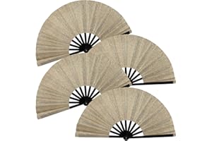 SIISSAPEKSID 4 PCS Boots on The Ground Fan, Clap Fans for Line Dancing, 13" Glitter Large Rave Fans,Folding Clack Handheld Foldable Hand Fan for Dance, EDM Music Festivals & Parties(Champagne Gold)