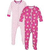 Gerber Baby Girls 2-Pack Footed Pajamas, Rainbows Pink, 6 Months