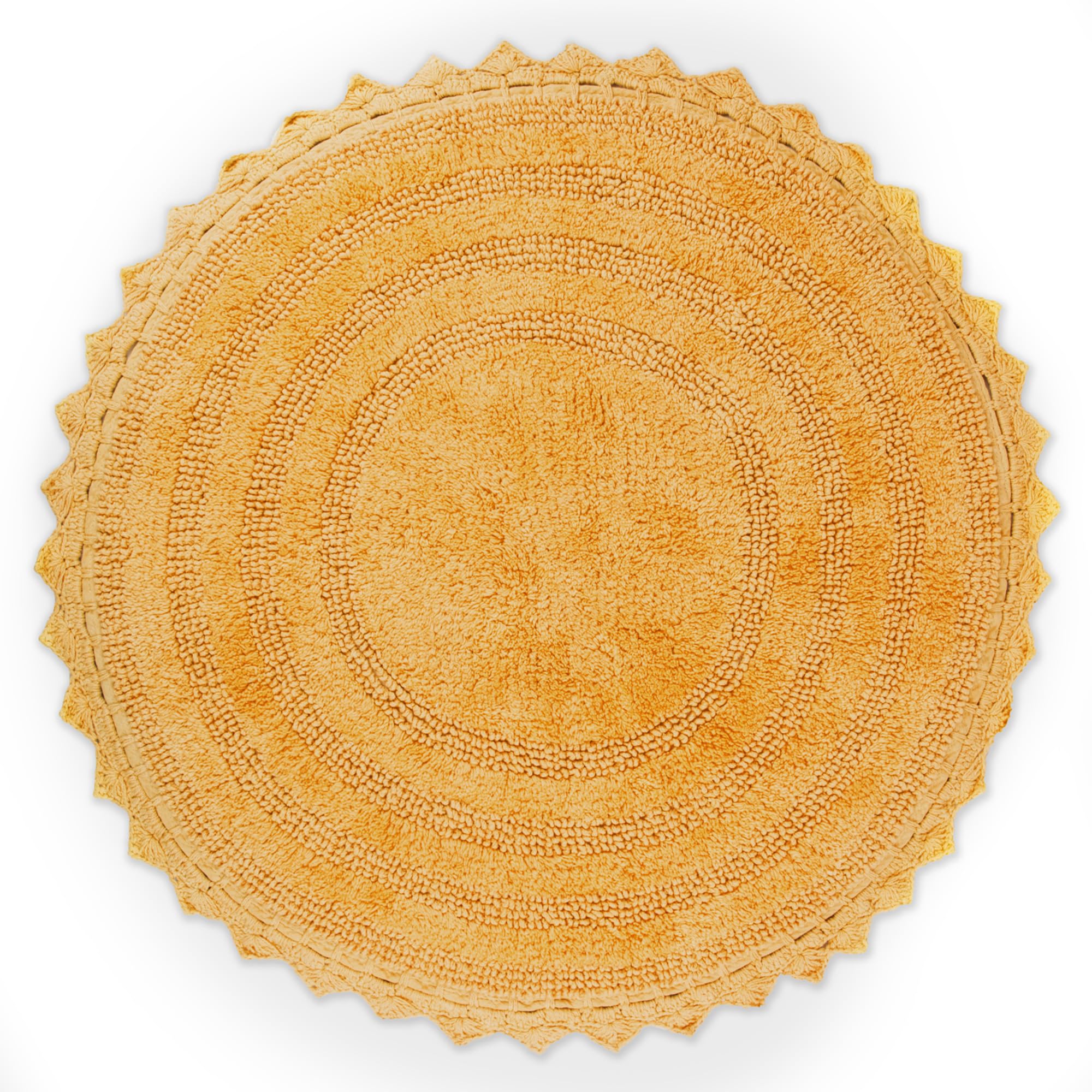 DII Crochet Collection Reversible Bath Mat, Round, 27.5" Diameter, Yellow โ image 1