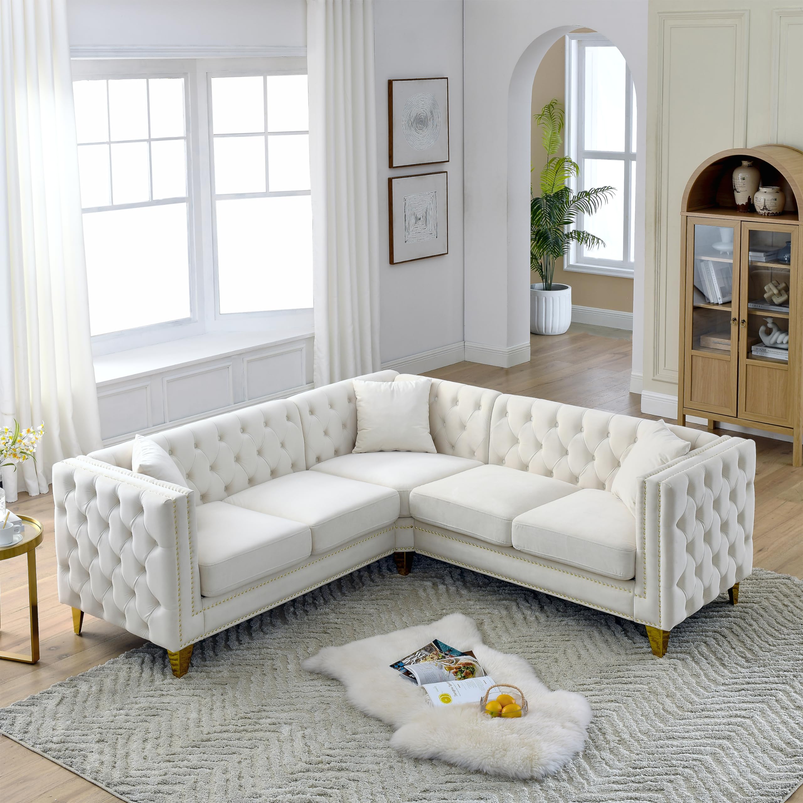 ERYE L-Shaped Symmetrical Sectional Sofa Couch 5