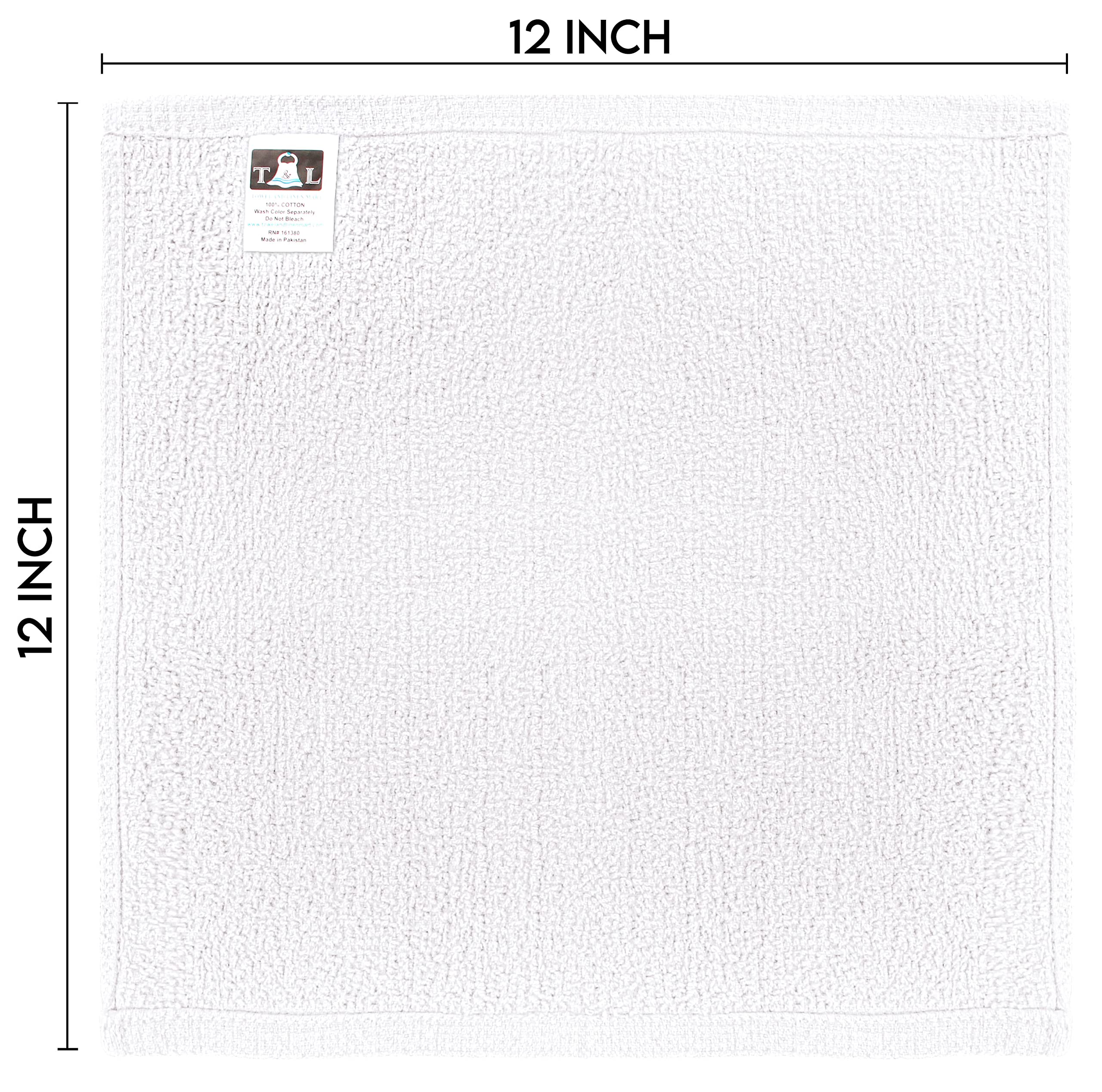 Towel and Linen Mart 100% Cotton - 24 PK Wash Cloth Set - White Color Flannel Face Cloths, Highly Absorbent and Soft Feel Fingertip Towels (White, Pack of 24)