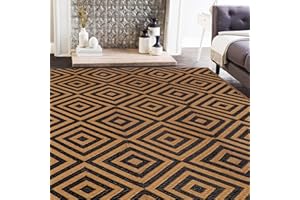Ridota Reversible Mats, Outdoor Patio Rugs, Plastic Straw Rug, Modern Area Rug, Floor Mat for Outdoors, RV, Patio, Backyard, Deck, Picnic, Beach, Trailer, Camping (Diamond Black & Brown, 4' x 6')