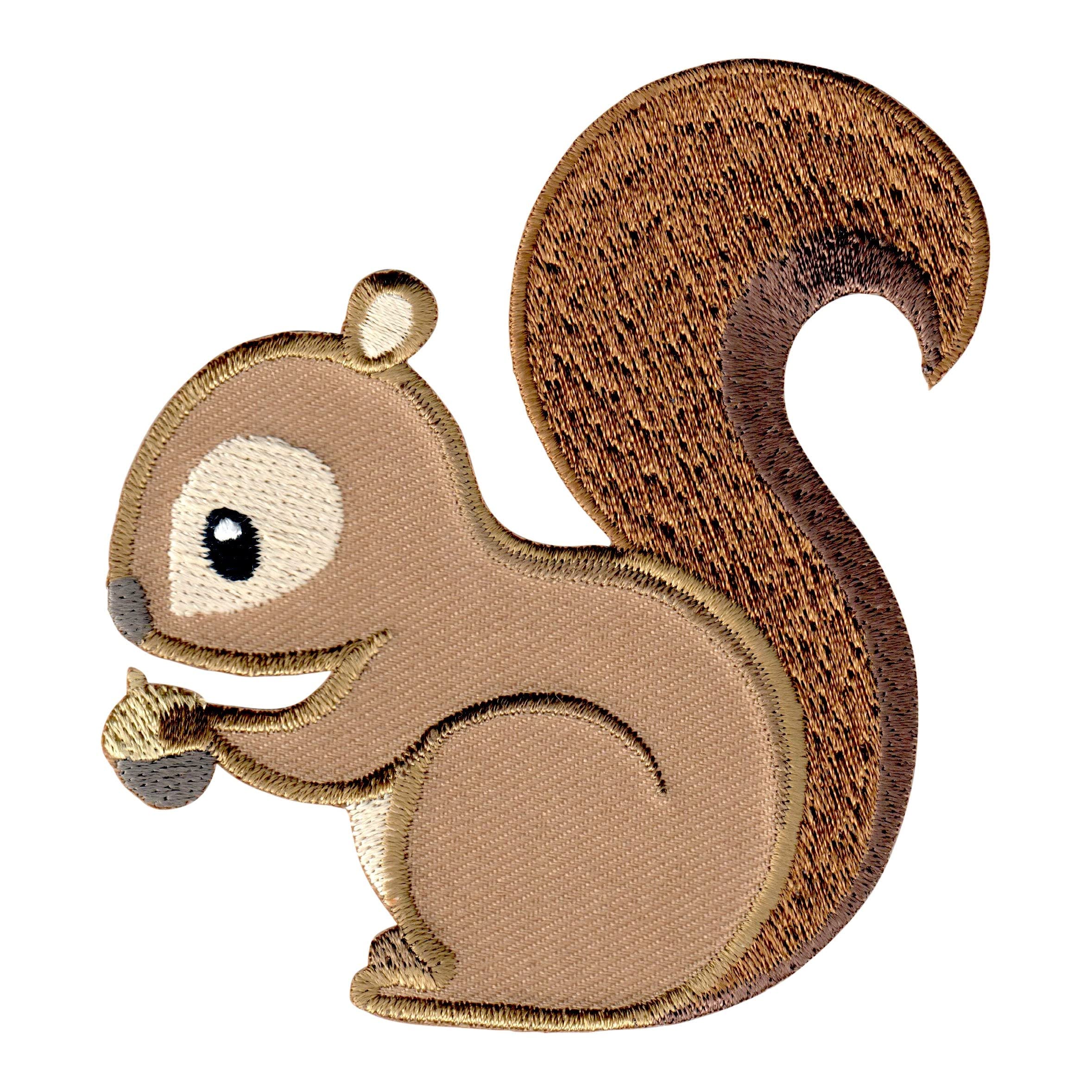 PatchMommy Squirrel Iron-On Patch - Premium Embroidered, Washable - 3.5" x 3.25" - Durable Applique for Jackets & Backpacks