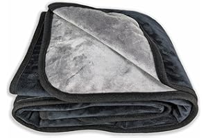 WESBRAD Super Soft, Leak Proof, Waterproof, Totally Pee Proof, EZ-Wash, Two-Color Reversable, Durable, 3 Layer Blanket, (80"x60", Silky Grey/Silky Black) Adults, Pets, Dogs, Cats