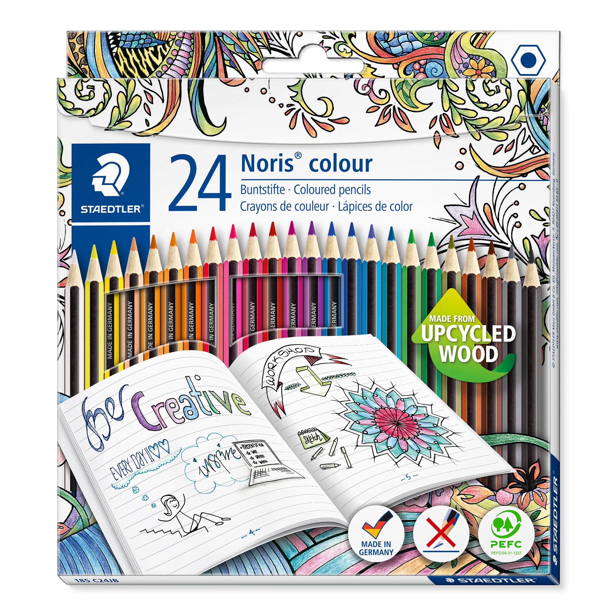 STAEDTLER 185 C24JB Noris Colour Colouring Pencils - Johanna Basford Edition - 24 Assorted Colours (Pack of 24 Pencils)