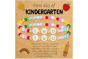 C-leen First Day of Kindergarten Gifts, Cute Colorful Bead Bracelets First Day of Kindergarten Gifts for Mom and Daughter
