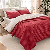 Bare Home Coverlet Set - Twin/Twin Extra Long - Lightweight Bed Decor - Comforter Alternative - All-Season Quilted Bedspread (Twin/Twin XL, Red)