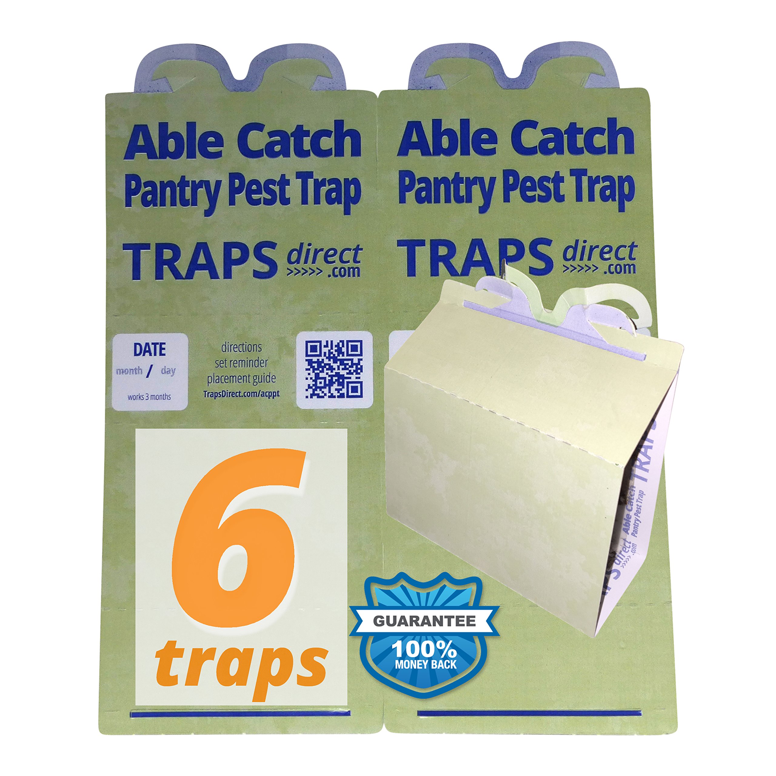 Able Catch 6 Pantry Moth Traps | USA Made | Safe Pheromone Lure | Guaranteed