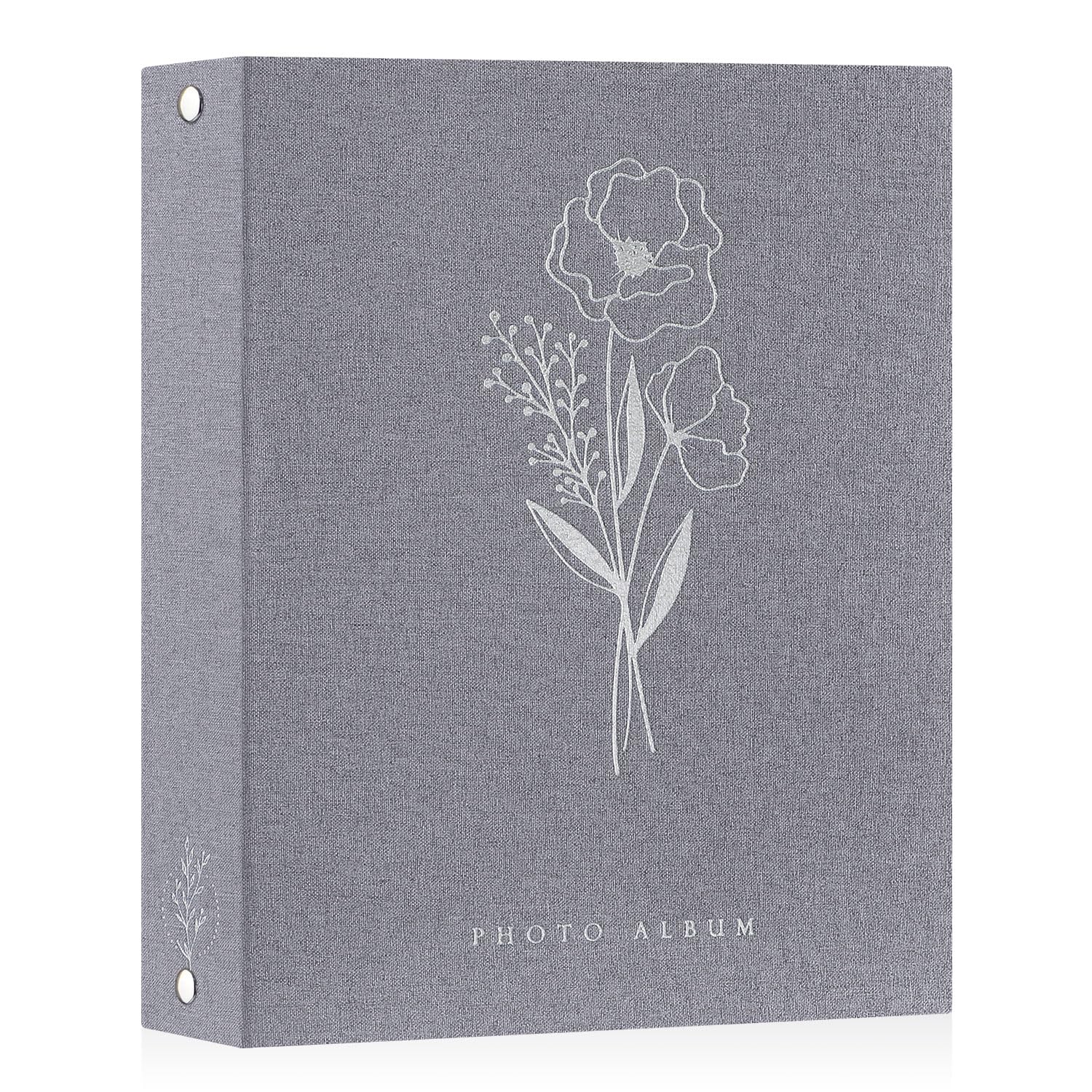 Lanpn Photo Albums A4 50 Photos, Linen Cover Acid Free Pocket Photo Book Picture Album Holds 50 Portrait Only A4 Picture (Grey,21x30 cm)