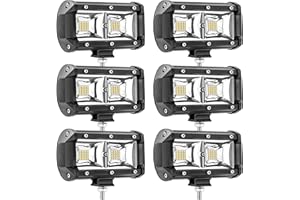 SAN YOUNG LED Equipments Work Lights, 5 Inch Boat Marine LED Light Pods Wide Flood White Beam 120W 10000lm 12V 24V, RV Camper Outside Scene Lights, Tractor Trailer Boat Outdoor Wide Area Work Light, 6 Pack
