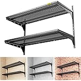 Aecxm 1pack×2 Tier 1.3x3ft Garage Shelving Wall Mounted, 400 lbs Load Capacity,15.6x36inch per Shelf Height Cassette Adjustable Floating Shelves, Black
