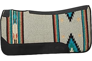 WEAVER LEATHER Weaver Equine 31" x 32" Contoured Single Weave Wool Blend Felt Horse Saddle Pad, Shock Absorbing Western Saddle Pad for Protection, Turquoise Pattern