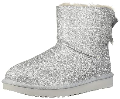 UGG Damenschuhe Booties Mini Bailey Bow Sparkle Silver, Größe:42 EU