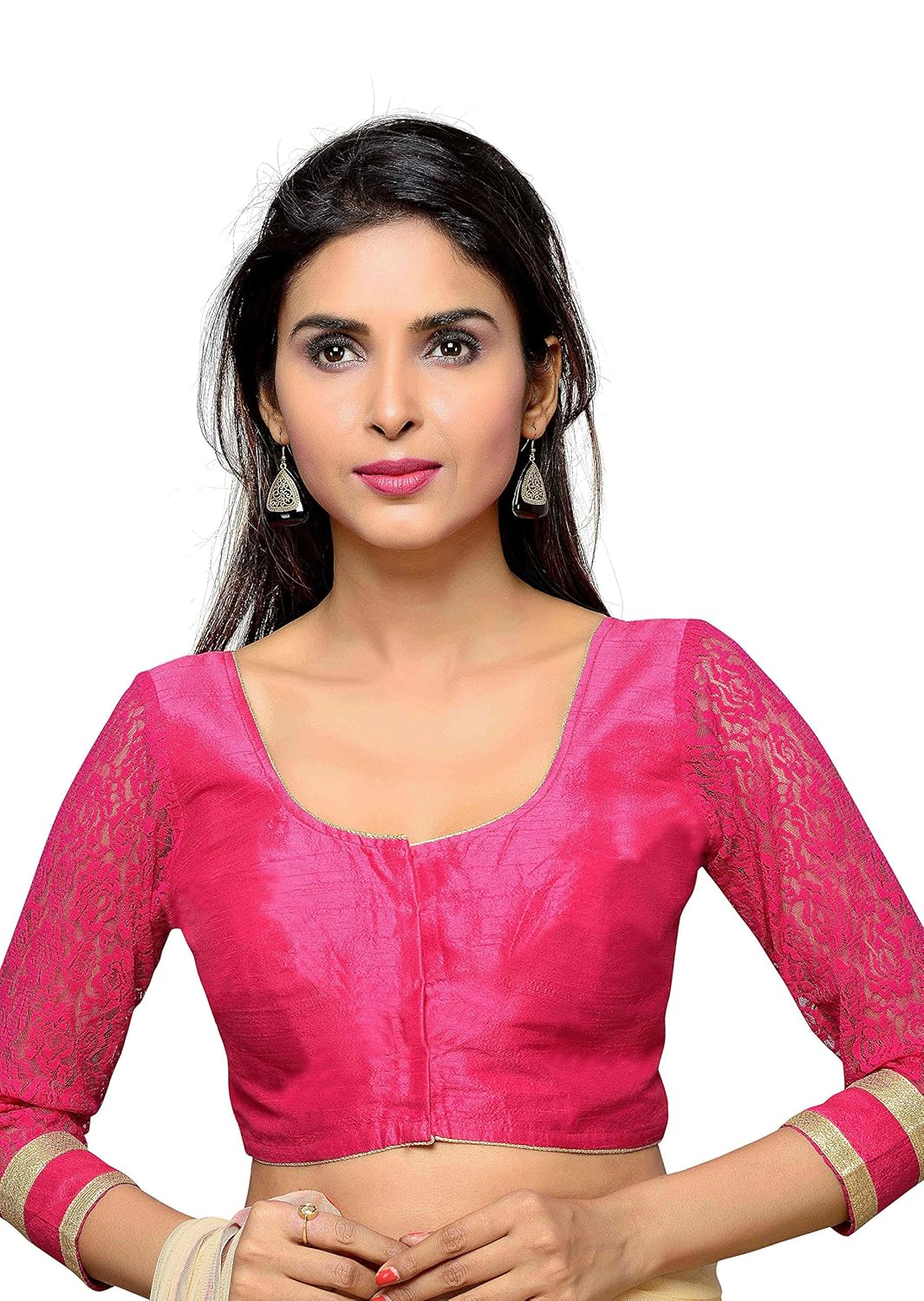 studio shringaar poly raw silk solid pink designer blouse