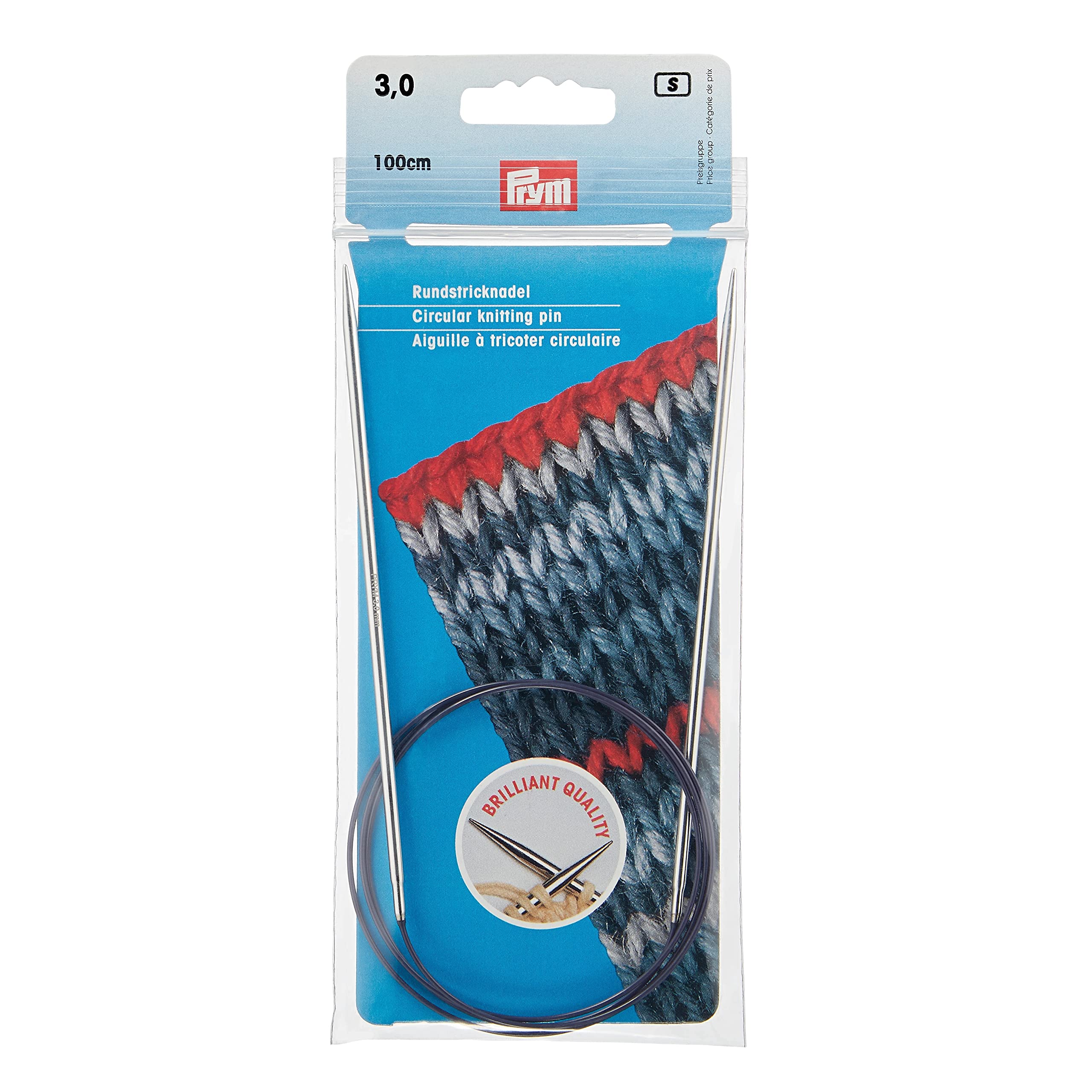 Circular Knitting pins brass 100 cm 3.00 mm silver col
