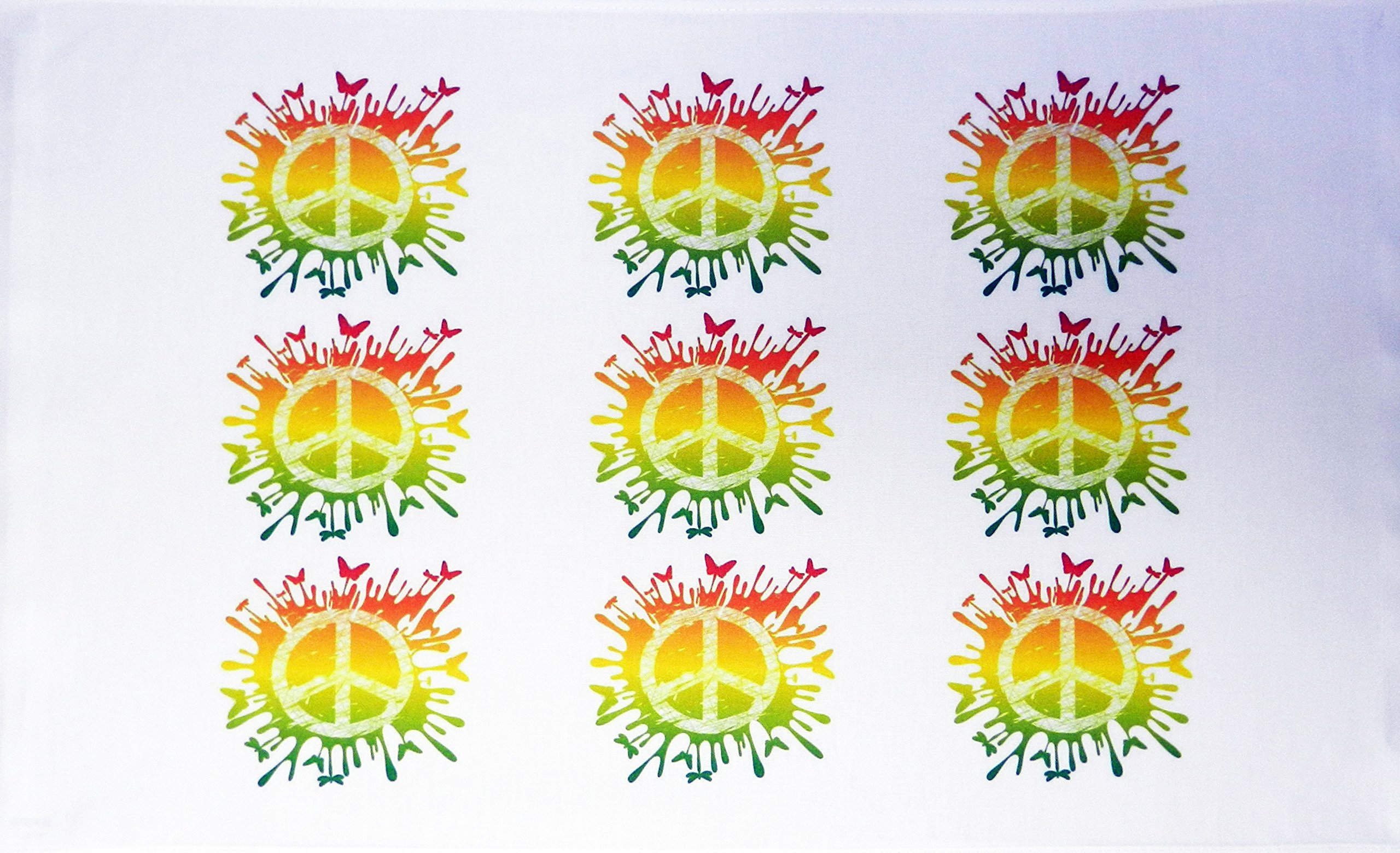 Half a Donkey Peace Symbols Cotton Tea Towel, 48 cm Width x 79 cm Height