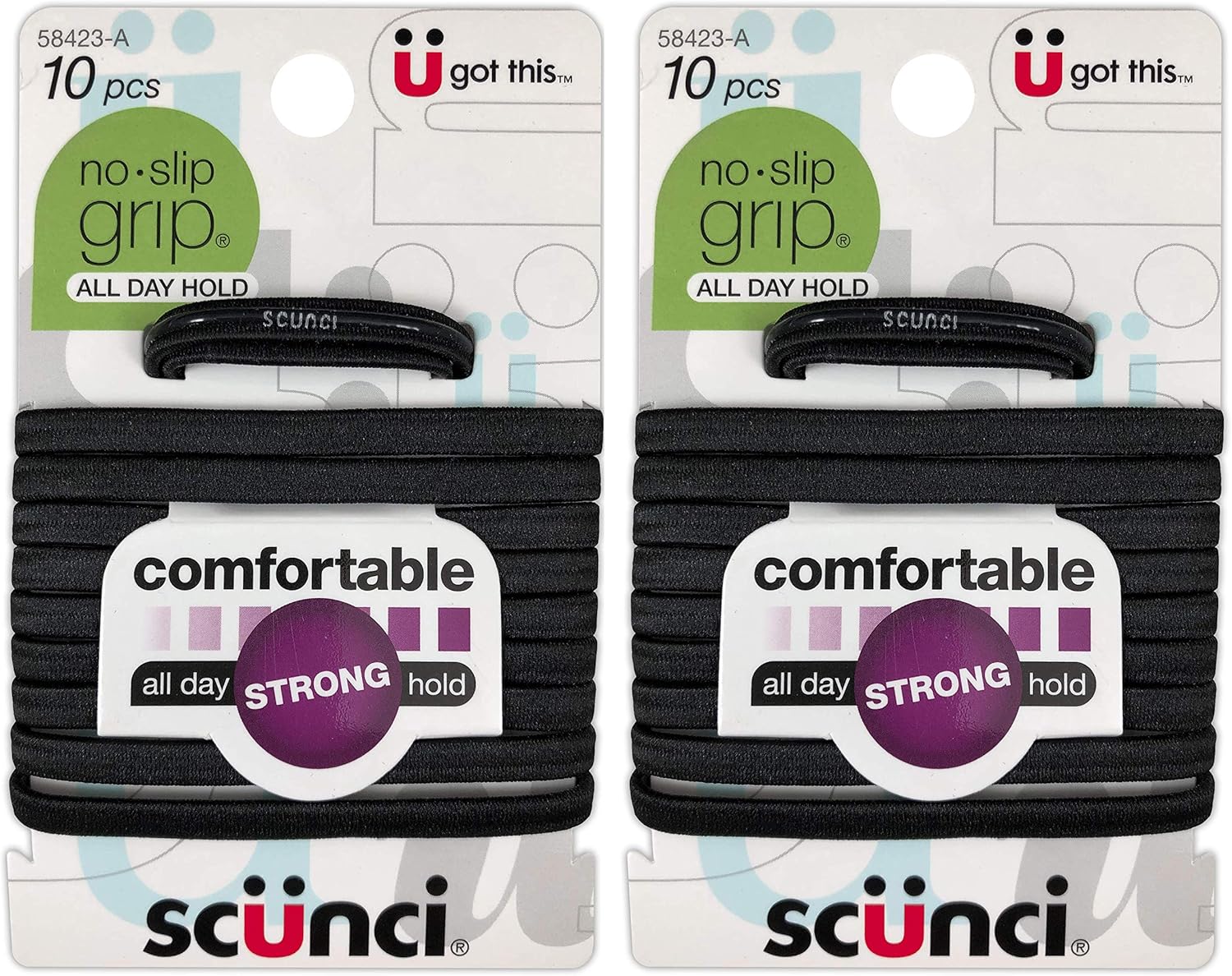 Scunci No Slip Elastic Hair Bands Black 10 Ct 2 Pk By Scunci