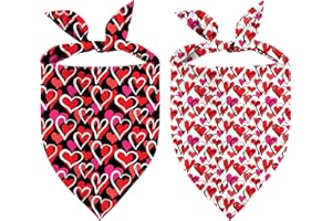 QIRUIMI Valentine's Day Dog Bandana Reversible Triangle Bibs Scarf Valentine Day Bandanas for Medium Large Dogs